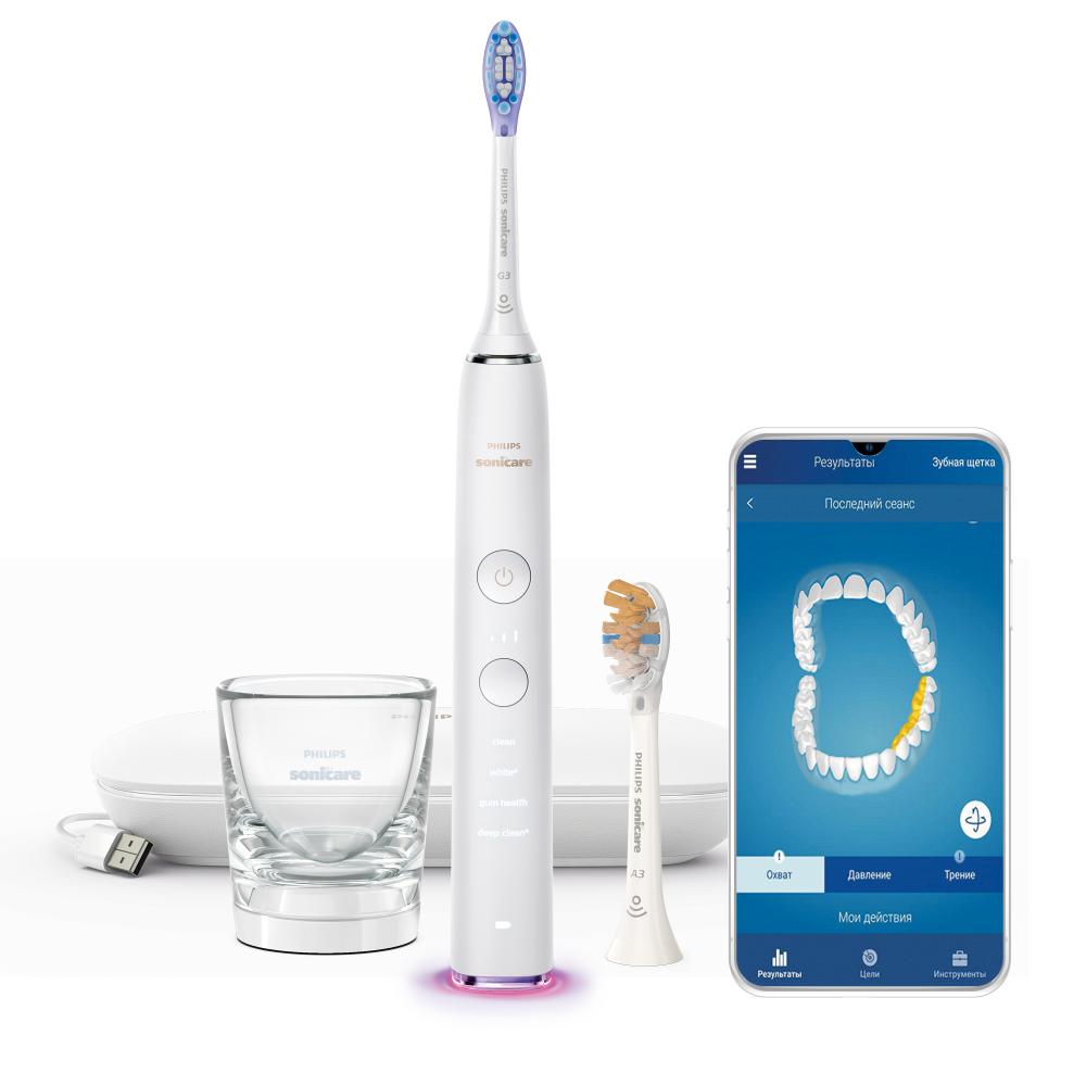 Электрическая зубная щетка с мобильным приложением Philips Sonicare  DiamondClean 9000 HX9917/88 купить по цене 23 990 руб.!